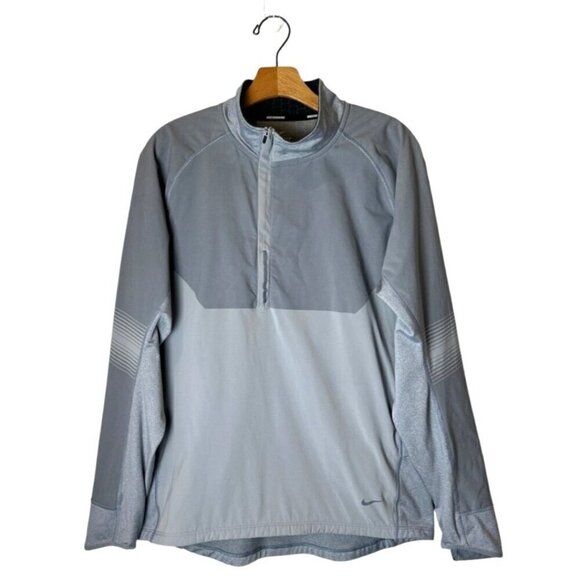 Nike Sweatshirt Men Medium Gray Half Zip‎ Dri Fit Running Flex Vent Pullover - Picture 1 of 12